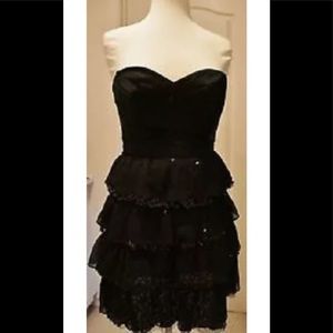 BCBG Max Azria Black Sequined Strapless Dress